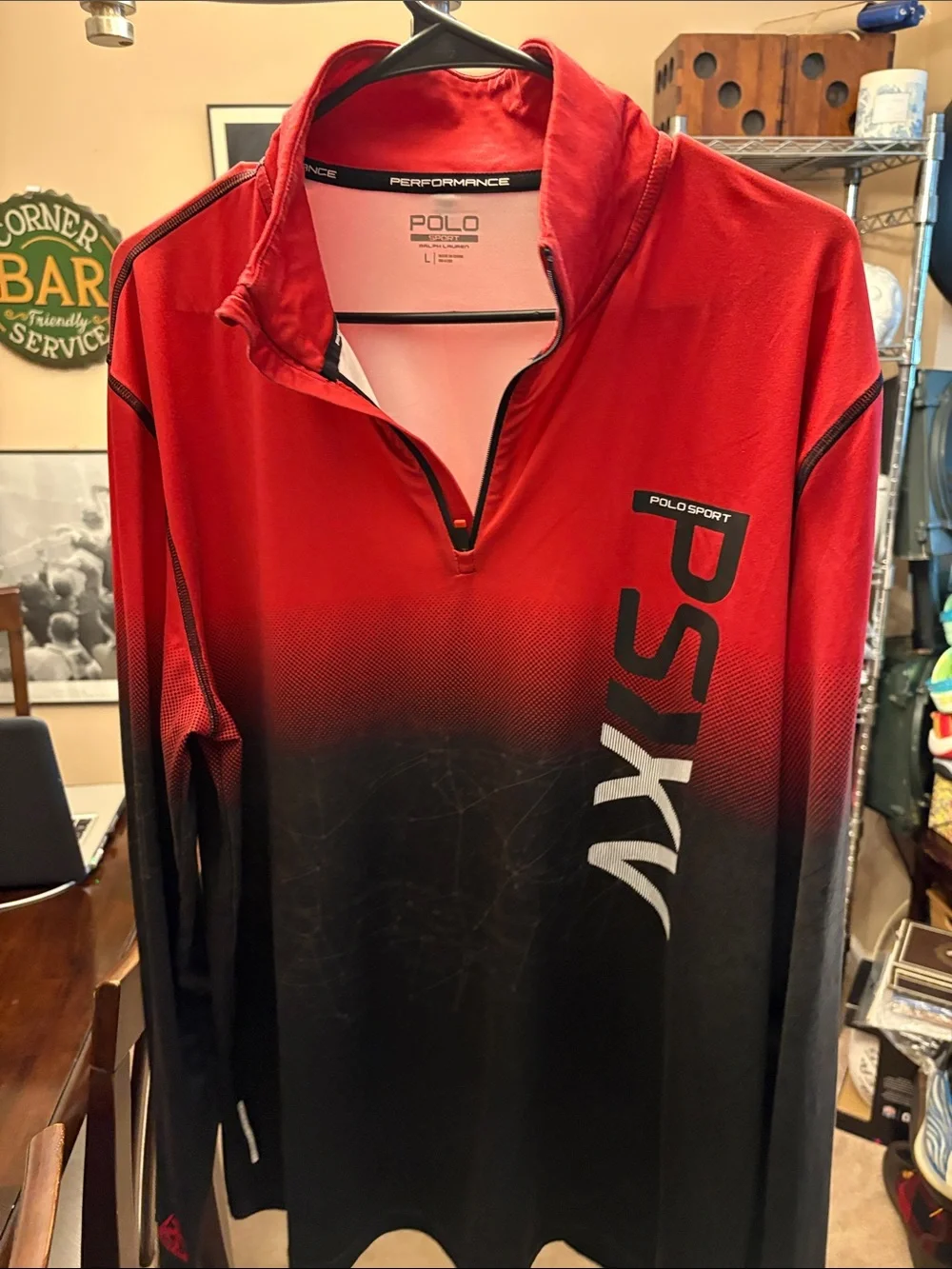 Polo by Ralph Lauren PSX Red to Black Gradient Long Sleeve Quarter-Zip Shirt